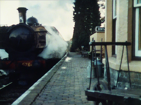 Carries' War - episode one - the evacuees' train races through a station (Hampton Loade)