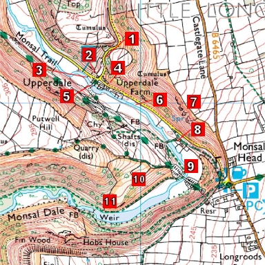 Map of Mad Dog filming locations in Monsal Dale, Derbyshire