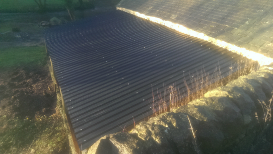 The lean-to roof at Upperdale House, Monsal Dale, now repaired - January 2016