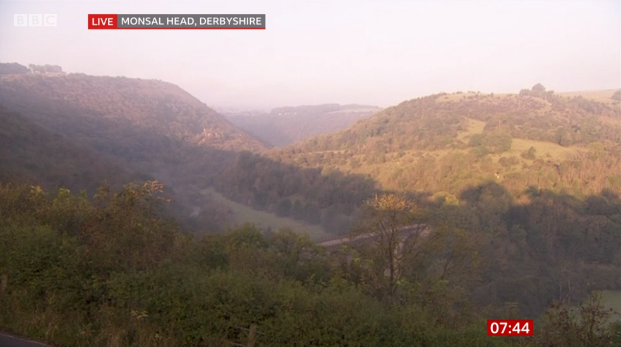 A view of the Monsal valley on BBC News on the morning of 21 September 2019