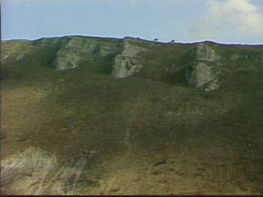 A view of the rocky outcrop as the chase unfolds