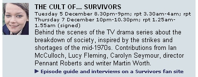 BBC4 listing for The Cult of... Survivors