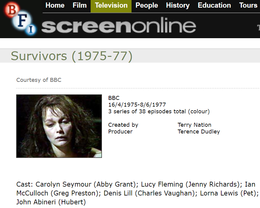 screengrab from the screenonline Survivors page